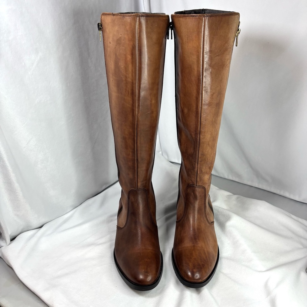 Garnet Hill Italian Leather Tall Rustic Congac Riding Boots - Women’s Size 7 EUC - Picture 7 of 12